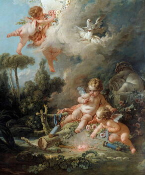 Canvas Print The Angel Detail Love Target. Painting by Francois Boucher