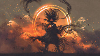 Canvas Print the angry sorcerer of evil spirits