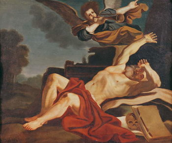 Canvas Print The Awakening of Saint Jerome, a copy after the work by Giovanni Francesco Barbieri