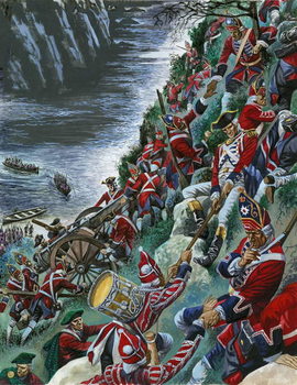 Canvas Print The British soldiers make the arduous ascent of the Heights of Abraham to take Quebec