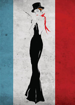 Canvas Print The girl in a black evening dress
