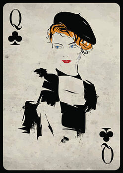 Canvas Print The girl in retro style. Playing card