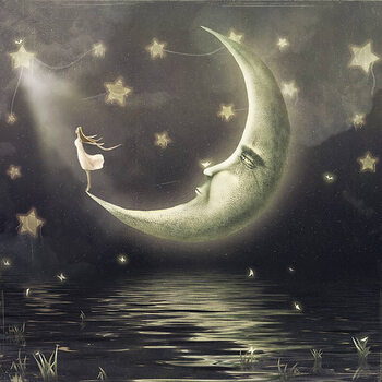 Canvas Print The illustration shows  girl who admires  star sky