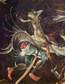 Canvas Print The Last Judgement, detail of a Woman being Carried Along by a Demon