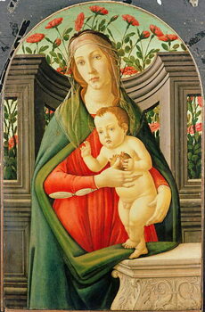 Canvas Print The Madonna and Child in a niche decorated with roses