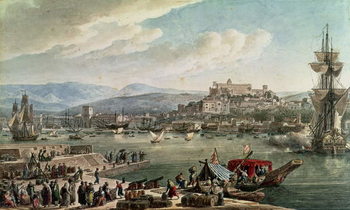 Canvas Print The town and harbour of Trieste seen