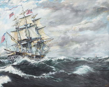 Canvas Print USS Constitution heads for HM Frigate Guerriere