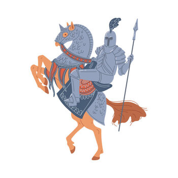 Canvas Print Vector isolated illustration of medieval knight
