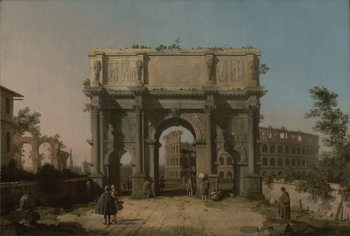 Canvas Print View of the Arch of Constantine with the Colosseum