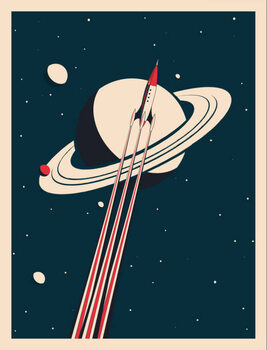 Canvas Print vintage rocket poster