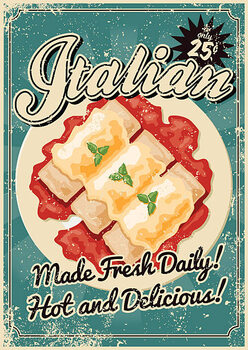 Canvas Print Vintage Screen Printed Italian Food Poster
