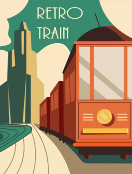 Canvas Print Vintage style retro train poster or card design