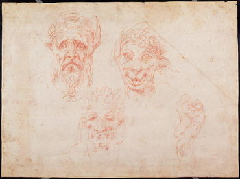 Canvas Print W.33 Sketches of satyrs' faces