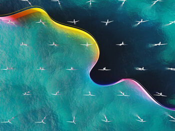 Canvas Print Wind turbines in the sea