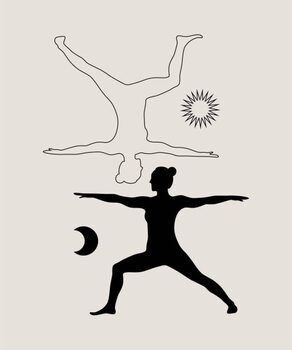 Canvas Print Woman doing yoga abstract poster. Monochrome