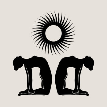 Canvas Print Woman doing yoga abstract poster. Monochrome