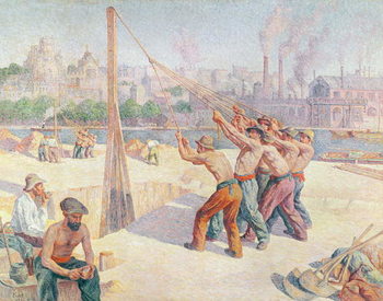 Canvas Print Workers on the Quai de la Seine at Billancourt