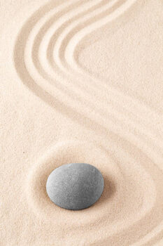 Canvas Print Zen garden meditation stone. Round rock