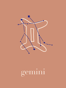 Canvas Print Zodiac - Gemini - Terracotta