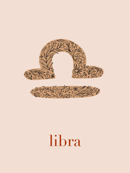 Canvas Print Zodiac - Libra - Floral Blush