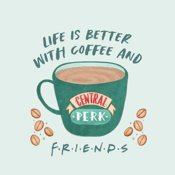 Canvas-taulu Friends - Life is better with coffee