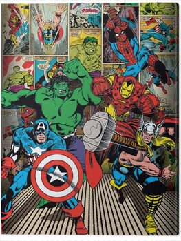 Canvas-taulu Marvel Comics - Here Come the Heroes