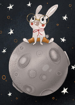 Canvas-taulu Rabbit on the moon