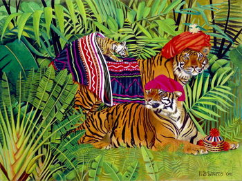Canvas-taulu Tiger family with Thai Clothes, 2004