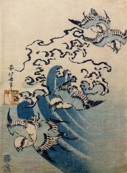 Canvas-taulu Waves and Birds, c.1825
