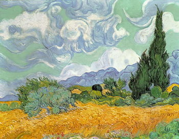 Canvas-taulu Wheatfield with Cypresses, 1889