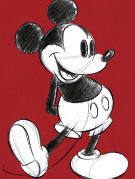 Mikki Hiiri (Mickey Mouse) - Retro Red Canvas-taulu