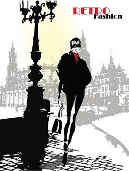 Canvas-taulu Fashion girl in sketch-style.