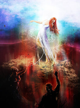 Canvas-taulu Goddess fighting demons