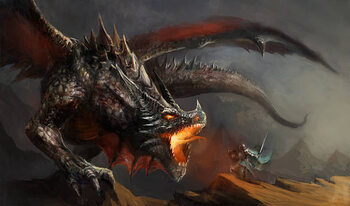 Canvas-taulu knight fighting dragon