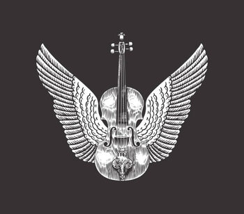 Canvas-taulu Violin with wings. Hand Drawn grunge