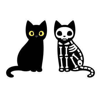 Наклейка Cartoon cat skeleton
