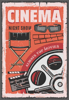 T-paita Cinema night movie, film reel, 3d glasses