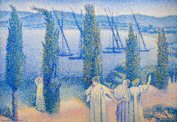 Принти на полотні Coastal view with cypress trees, 1896