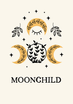 Sticker cute poster with magic moon and moon phases
