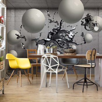 Papel de parede 3D Abstract Design Molten Metal Balls