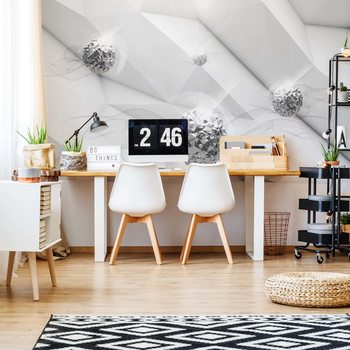 Papel de parede 3D Silver Balls Modern Design