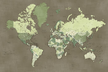 Papel de parede Army green detailed world map, Camo