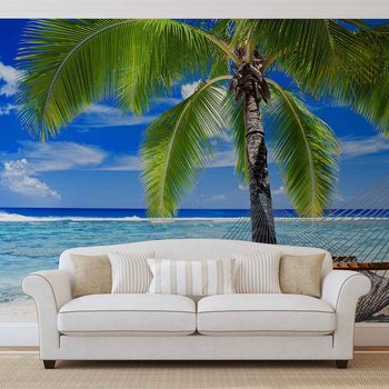 Papel de parede Beach Sea Sand Palms Hammock