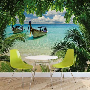 Papel de parede Beach Tropical Paradise Boat