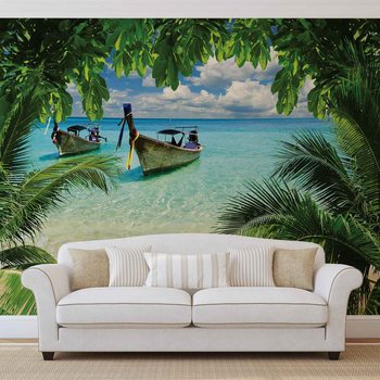Papel de parede Beach Tropical Paradise Boat