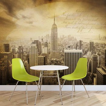 Papel de parede City New York Vintage Sepia