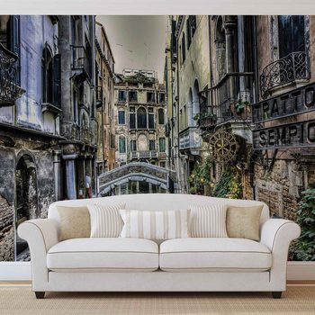 Papel de parede City Venice Canal Bridge Art