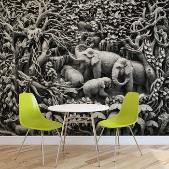 Papel de parede Elephants Jungle