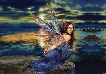 Papel de parede Fairy Sea Flowers Wings