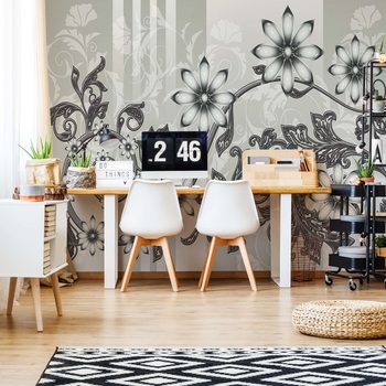 Papel de parede Floral Pattern With Swirls